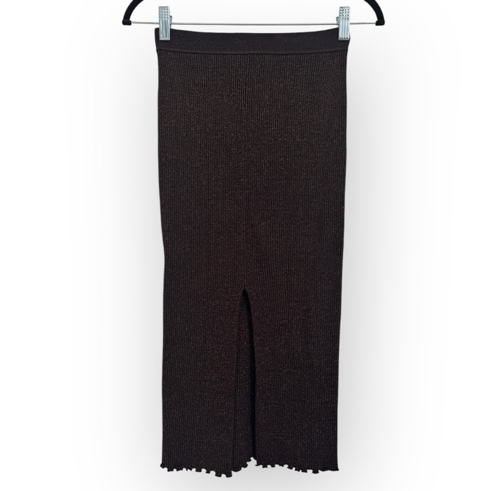 ALEXANDER WANG $385 Retail Brown Ribbed Knit Maxi Skirt, Size Small - Picture 12 of 14